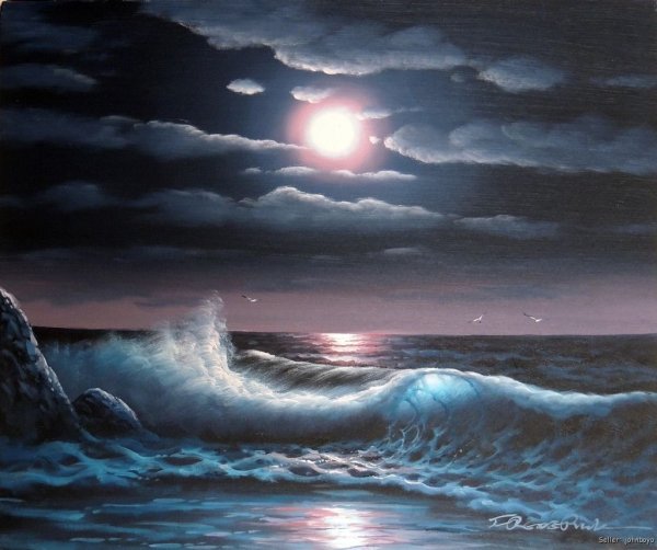 Ночное море маслом