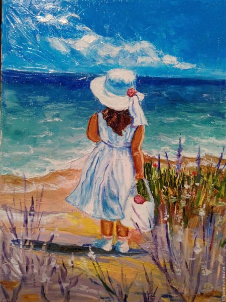 Девочка у моря картина