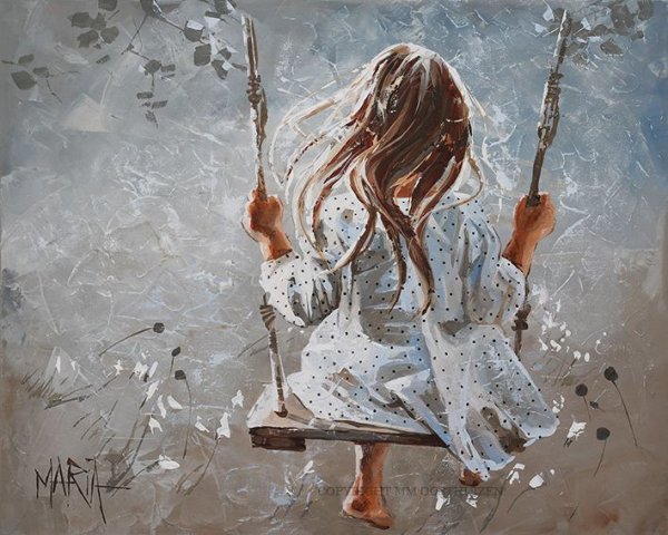 Картина девочка на качелях