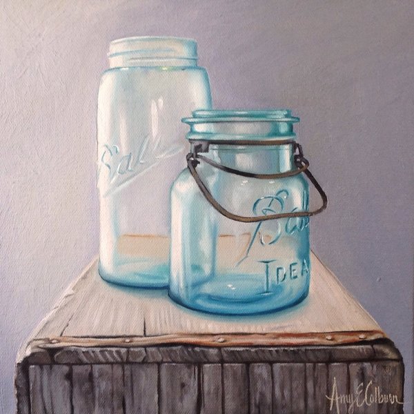 Стеклянная банка маслом