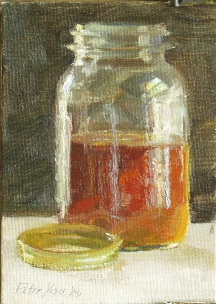 Стеклянная банка маслом