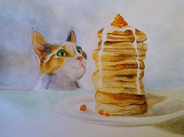 Масленица акварель