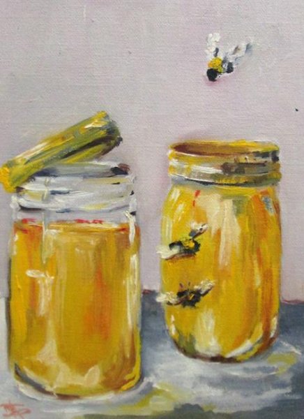 Банка с водой акварелью