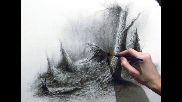 Рисование сухой кистью