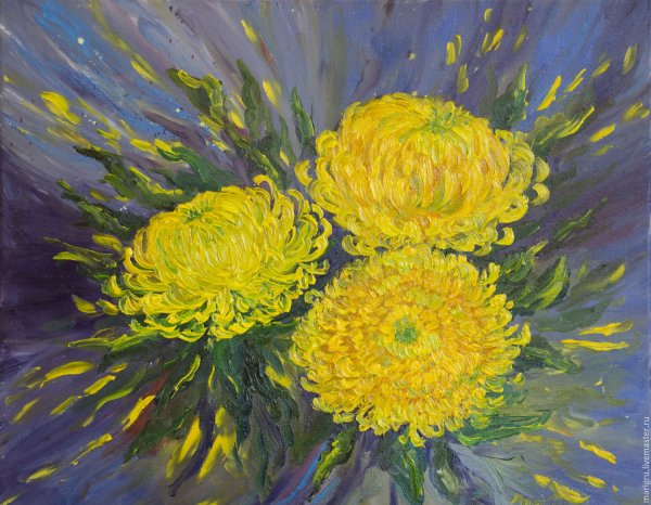 Хризантемы мастихином