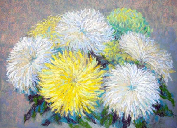 Шерстяная акварель хризантемы