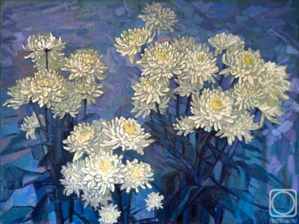 Картина белые хризантемы
