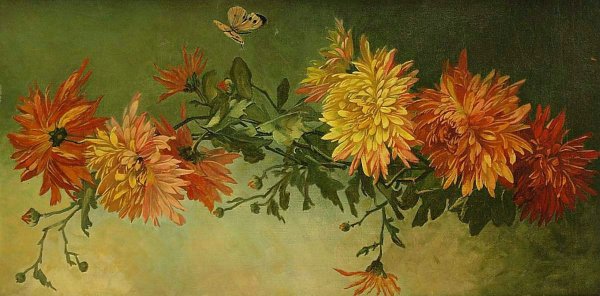Ренуар цветы астры хризантемы