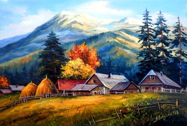 Картина домик в горах