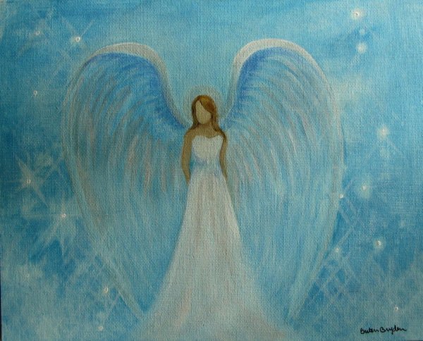 Рисунок ангела с крыльями красками детский