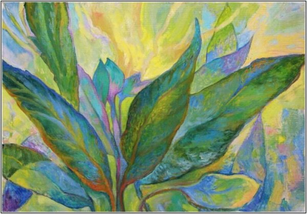 Картина зеленый лист