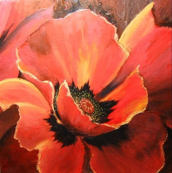 Крупные цветы маслом