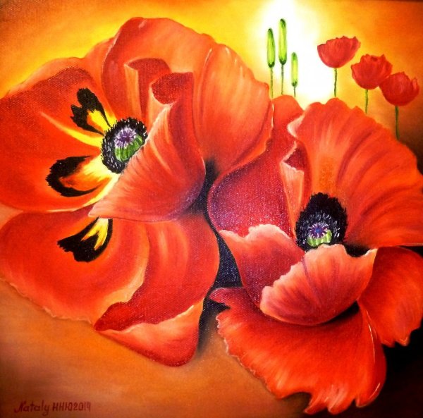 Красные маки живопись