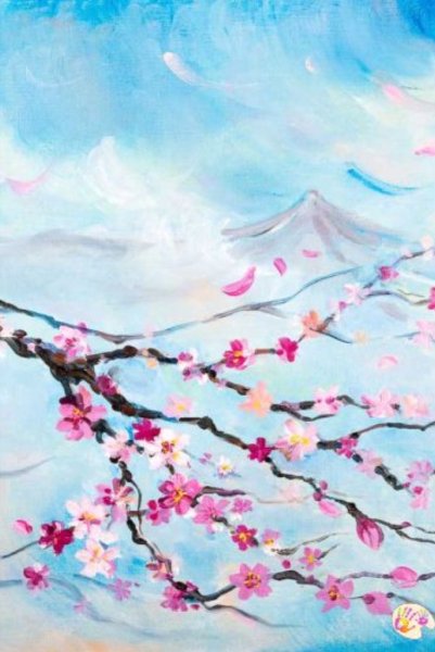 Веточка Сакуры масляными красками