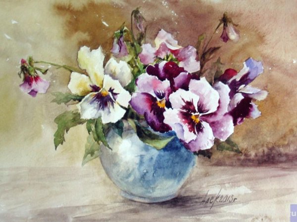 Стелла Даминова цветы акварелью