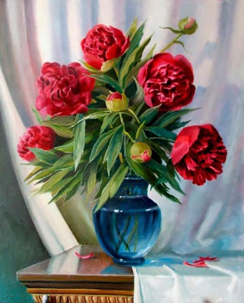 Алмазная мозаика пионы 50х40