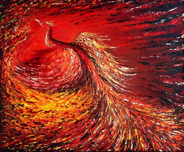 Птица Феникс маслом