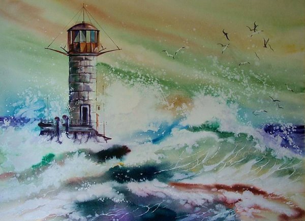 Картины Южакова море Маяк