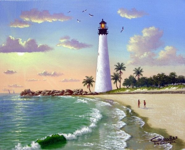 Маяк маслом на холсте