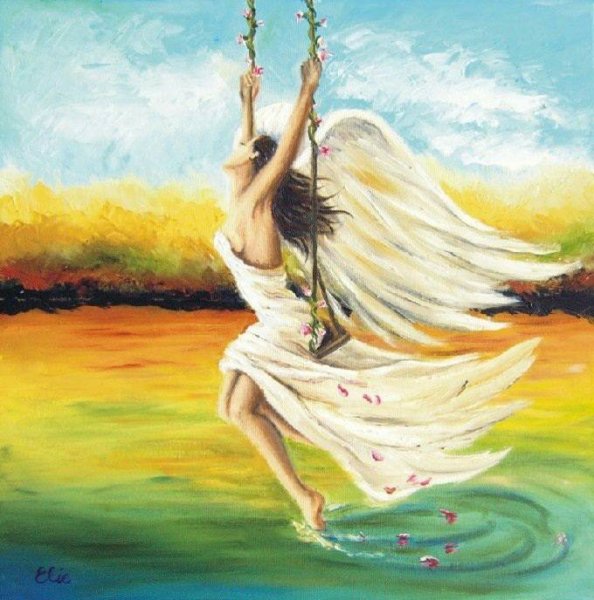 Живопись девушка ангел