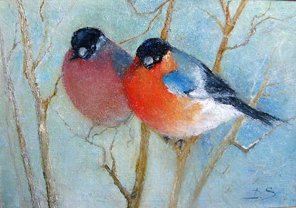 Снегирь живопись Мария Павлова