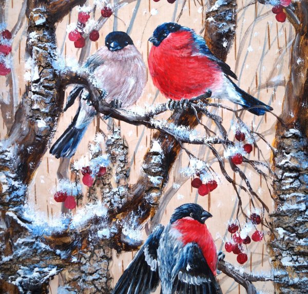 Картина Снегири на ветке