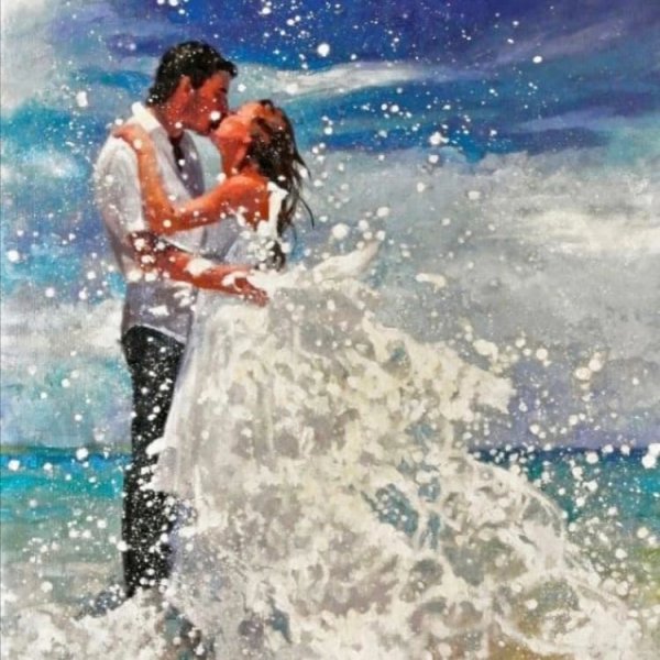 Влюбленные на море живопись