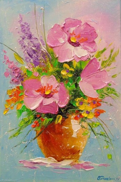 Цветы маслом