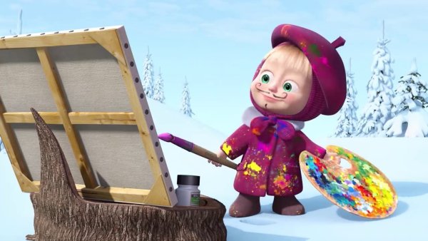 Мультфильм Маша и медведь картина маслом