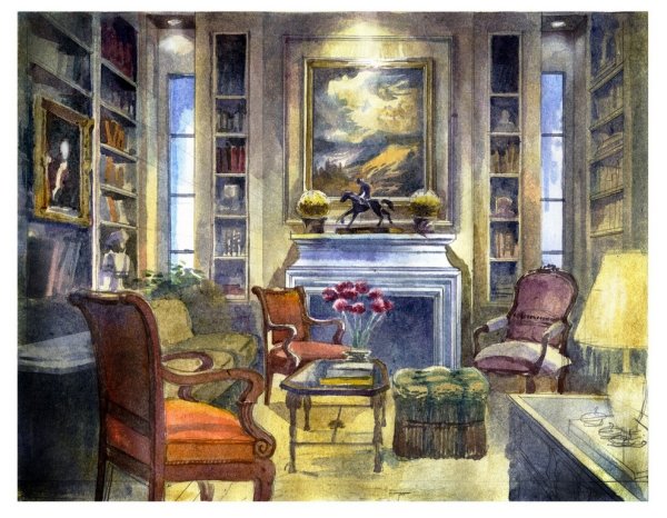 Комната акварелью