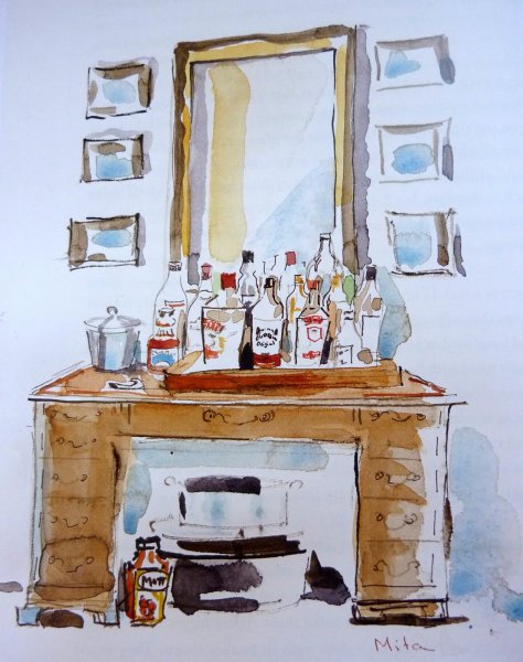 Интерьер вручную акварель