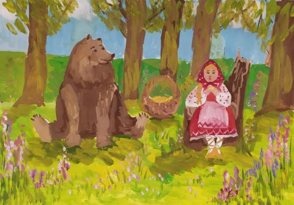 Маша и медведь рисунок цветной