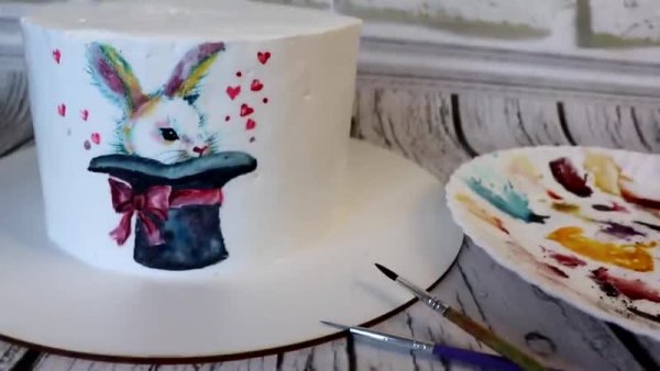 Детский торт с рисунком по крему