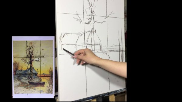 Покрытие лаком картину на холсте