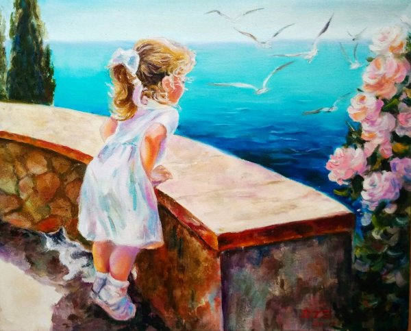 Девочка у моря картина