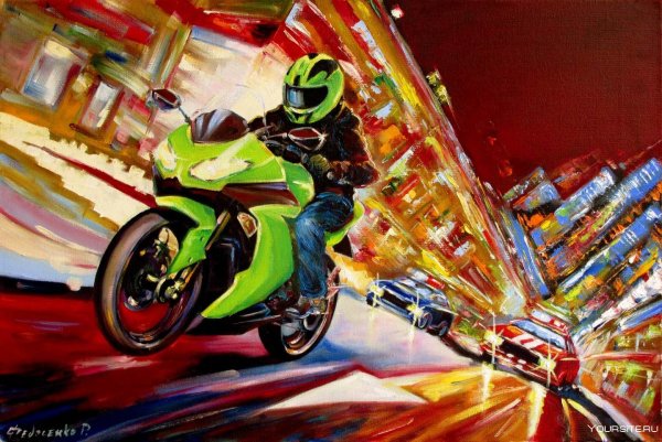 Картина маслом мотоцикл