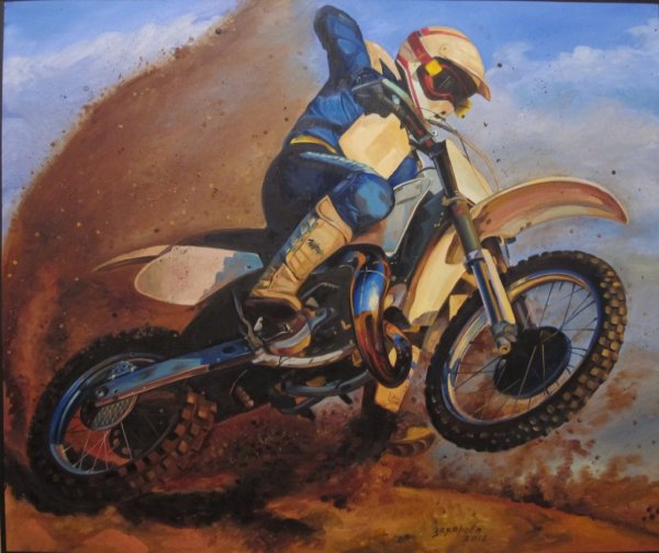 Мотоцикл рисунок маслом