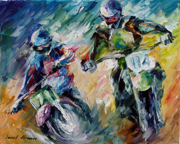 Мотоцикл пастелью