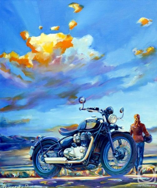 Харлей мотоцикл акварель