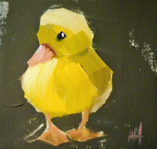 Утенок в живописи маслом