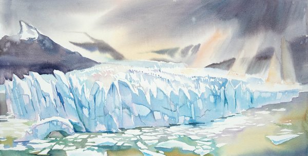 Айсберг горы живопись акварель