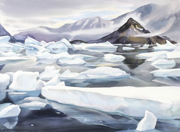 Арктический пейзаж акварелью