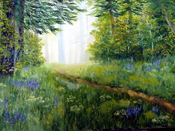 Лесная тропинка маслом