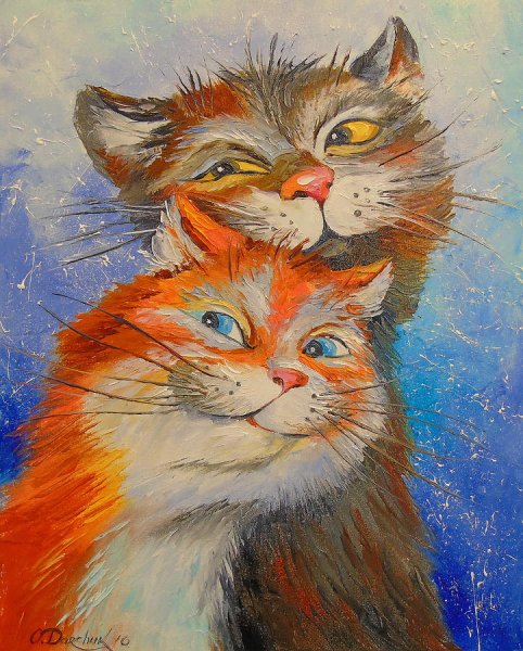 Коты акрилом на холсте