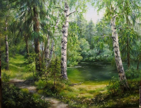 Живопись природа лето лес