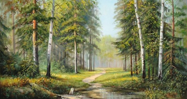 Картина тропинка в лесу