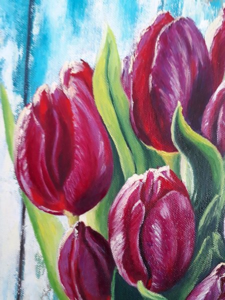 Тюльпаны маслом на холсте