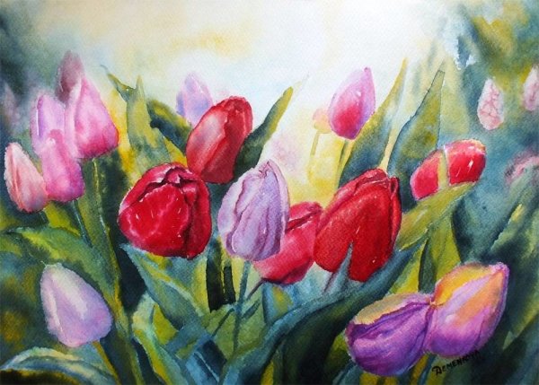Тюльпаны живопись