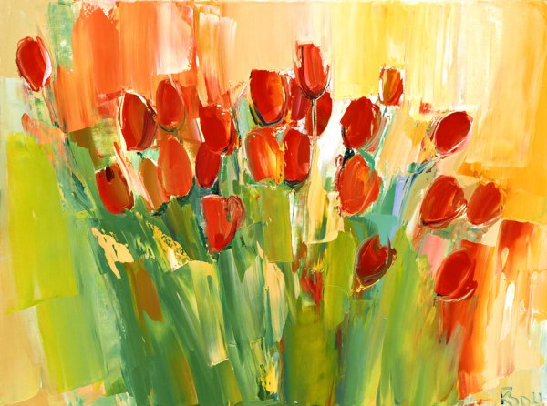 Тюльпаны живопись маслом мастихин