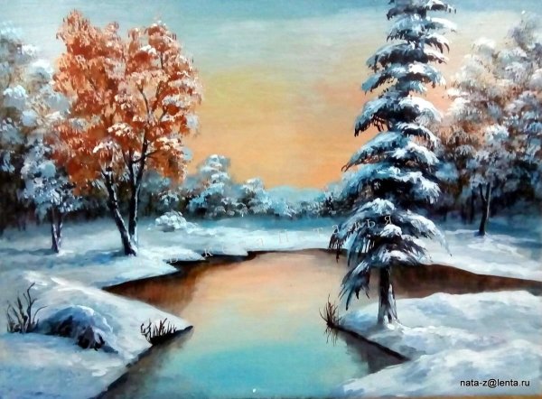 Зимний пейзаж акрилом